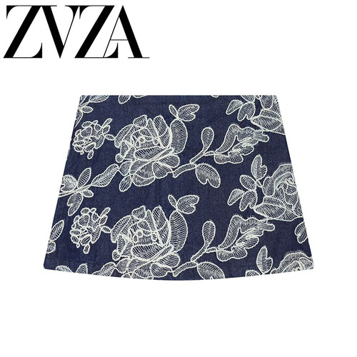 ZA 夏季新款 ZV女装 欧美风 法式时尚气质百搭款刺绣短裤 2949030