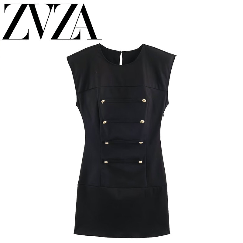 ZA 夏季新款 ZV女装 欧美风 时尚百搭款绳结扣饰短连衣裙 3666152