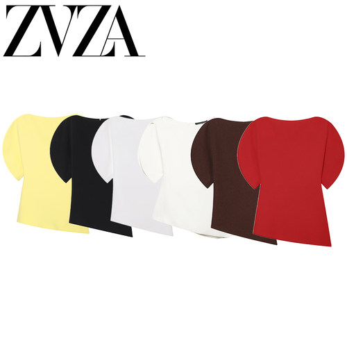 ZA 夏季新款 ZV女装 欧美风 时尚百搭简约设计泡泡袖上衣 1101198