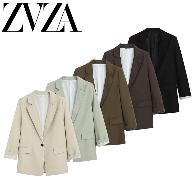 ZA 夏季新款 ZV女装 欧美风 时尚百搭简约休闲设计感长袖西服外套