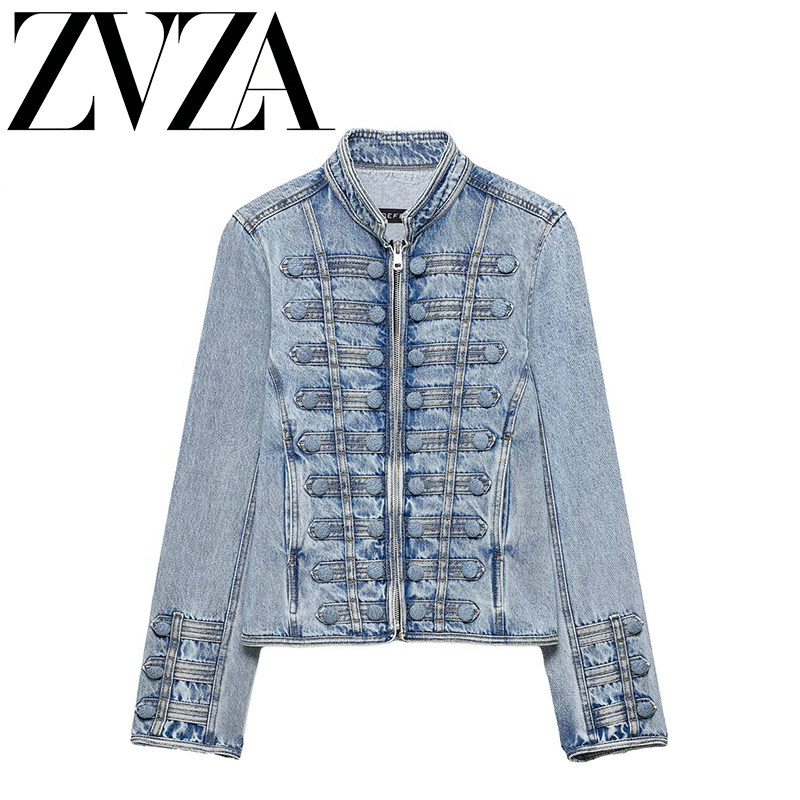 ZA 夏季新款 ZV女装 欧美风 时尚纽扣饰收腰牛仔外套7627047406