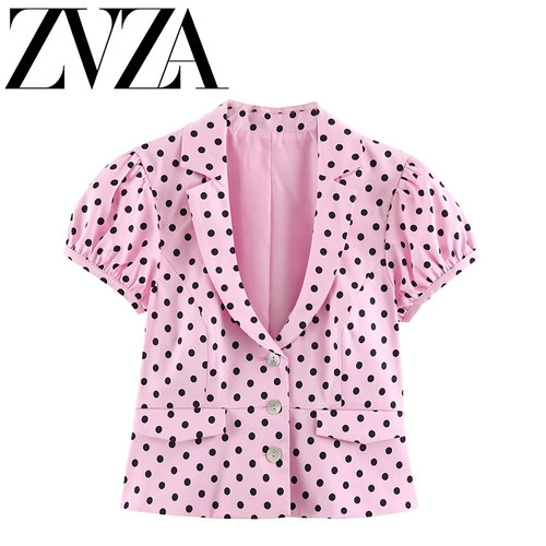 ZA 夏季新款 ZV女装 欧美风 时尚百搭简约设计波点短外套 5063703