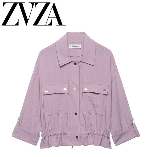 ZA 夏季新款 ZV女装 欧美风 时尚百搭简约设计 卷袖短外套4387150