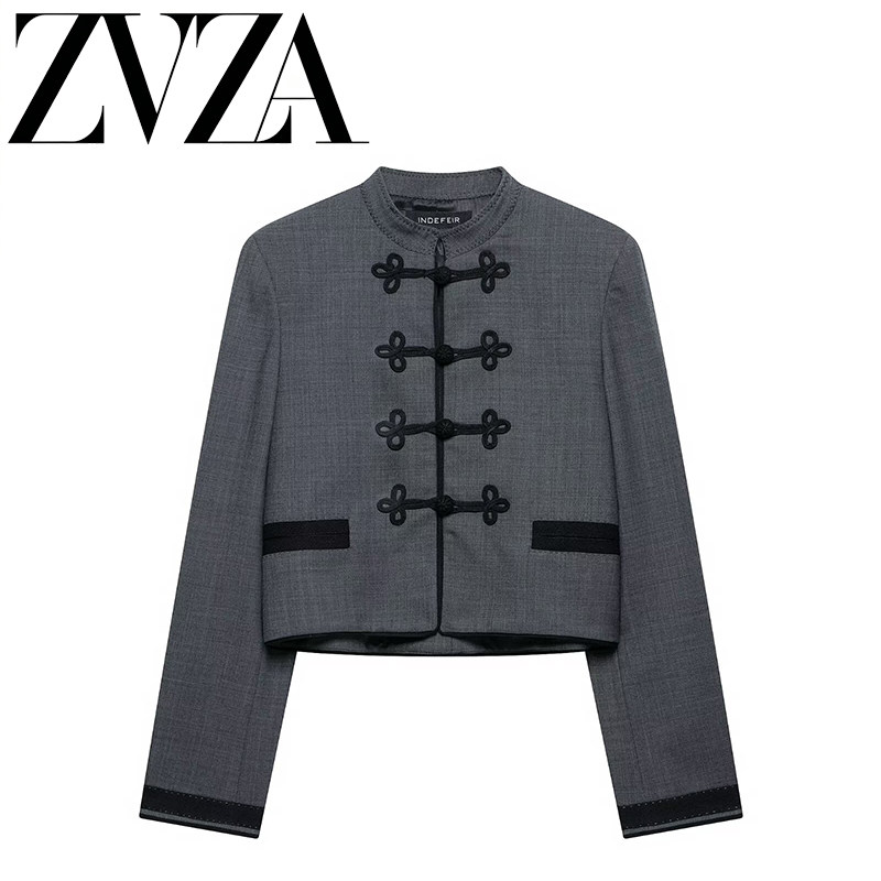 ZA 夏季新款 ZV女装 欧美风 时尚百搭简约绳结扣西装外套 2792806