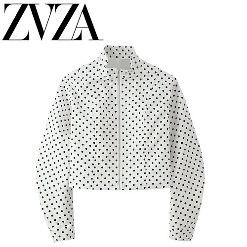 ZA 夏季新款 ZV女装 欧美风 时尚百搭简约 波点立领长袖夹克外套