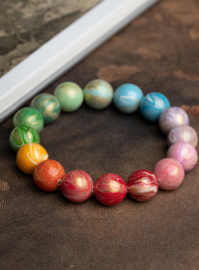 大漆珠12mm马卡龙单圈手串