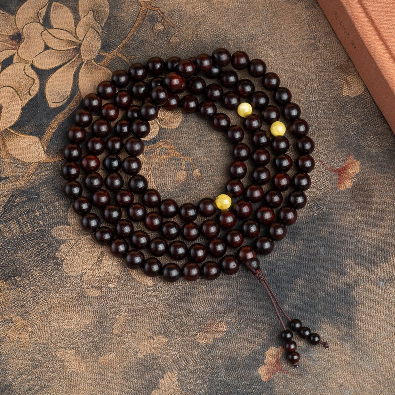 老料紫檀多圈手串念珠108颗文玩