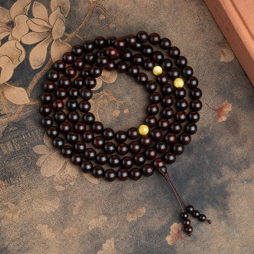 老料紫檀多圈手串念珠108颗文玩