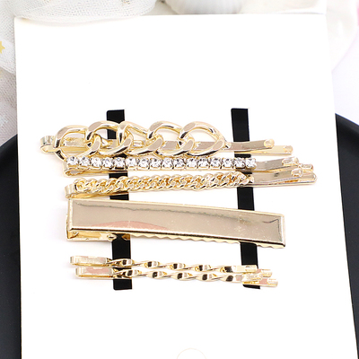 一卡六个金属合金水钻链条一字夹