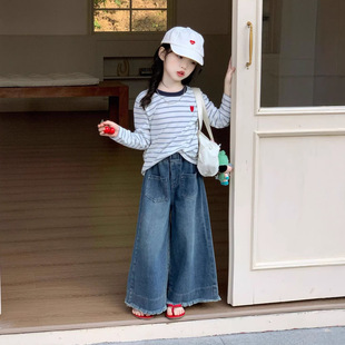 女童套装2026春季新款中小童2-7岁韩版长袖打底衫儿童阔腿喇叭裤