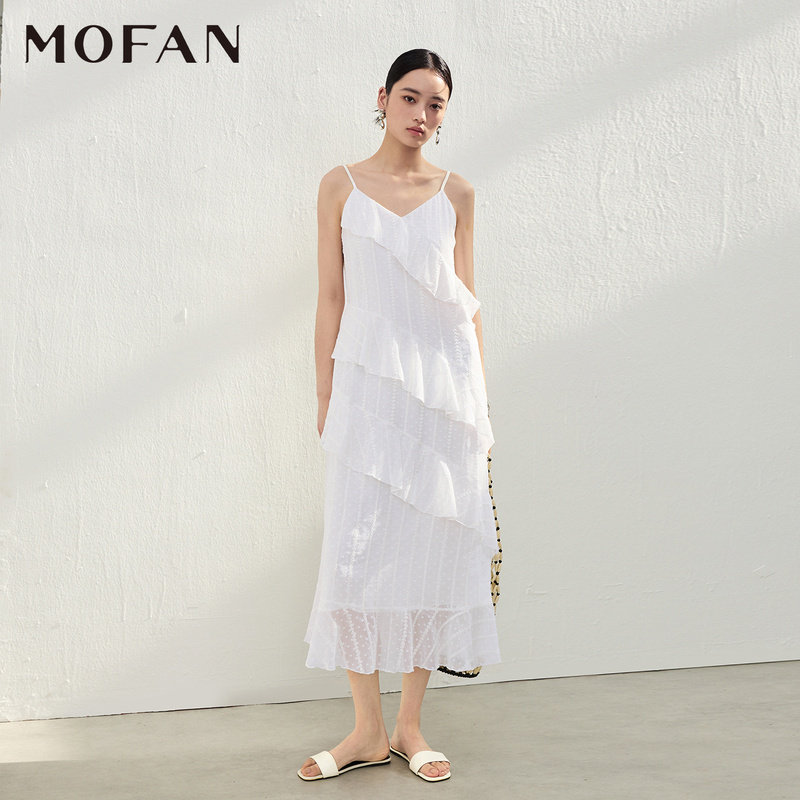 MOFAN摩凡夏新款荷叶边连衣裙图片