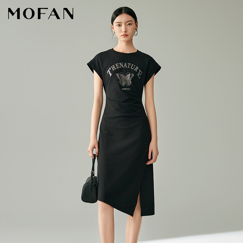 MOFAN摩凡夏新款黑色连衣裙