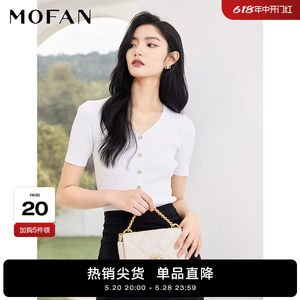 MOFAN夏装新款森系甜美米色针织