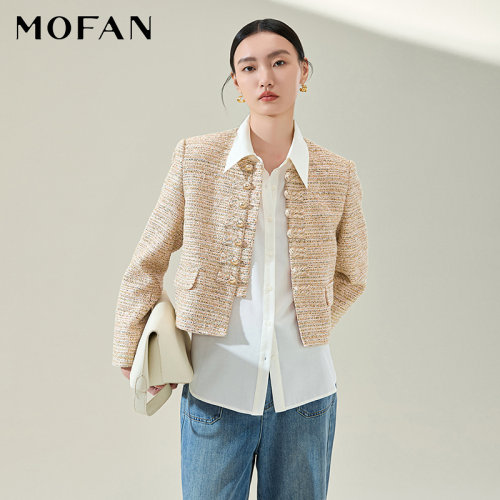 MOFAN摩凡春新款柔和桃色短外套