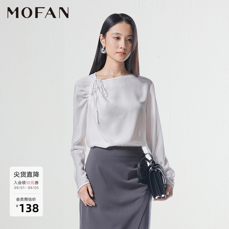 MOFAN摩凡夏新款斜领雪纺衬衫女图片