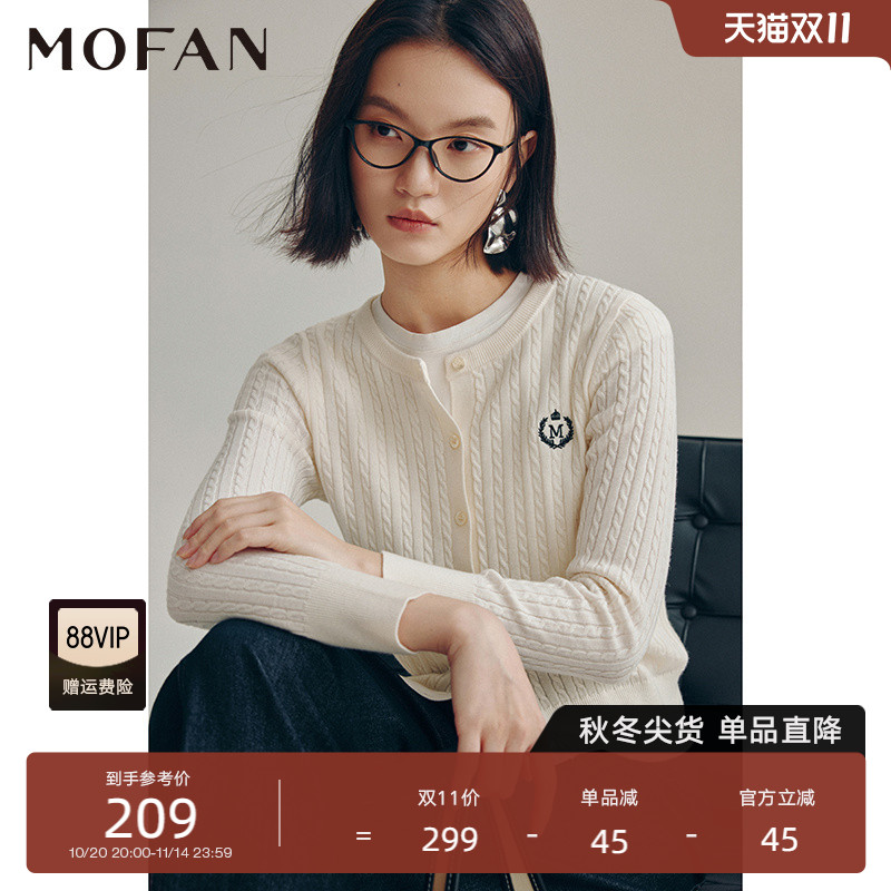 MOFAN摩凡秋新款米白毛针织衫