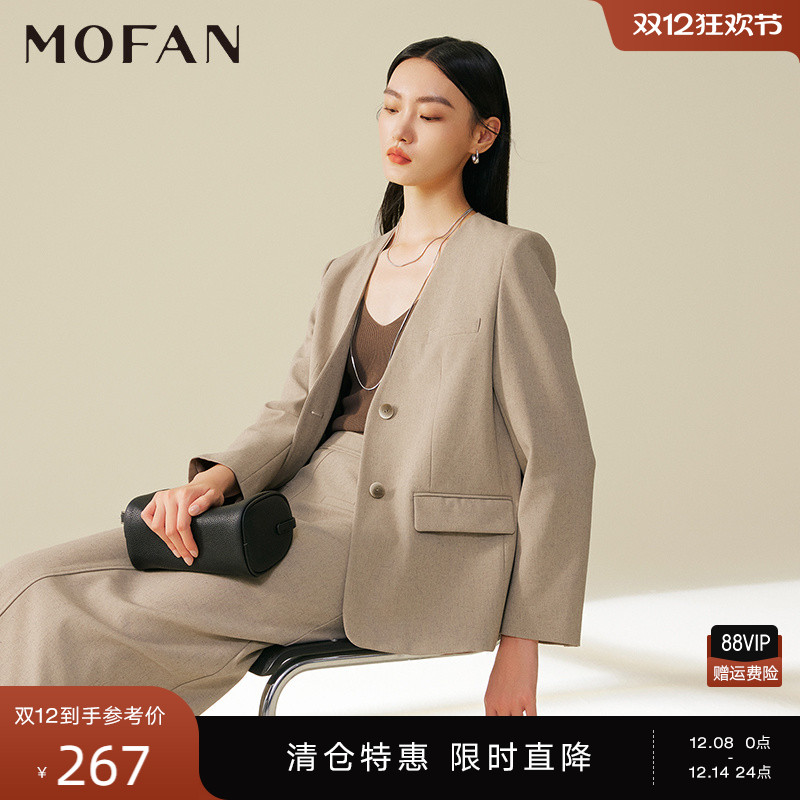 MOFAN摩凡春秋新款V领西装