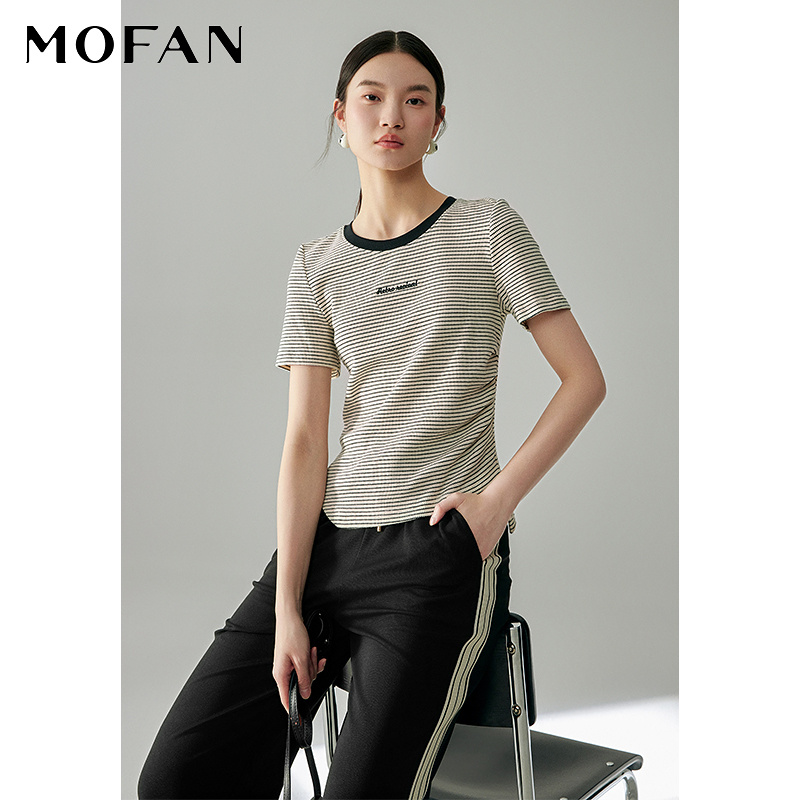 MOFAN摩凡夏新款条纹T恤
