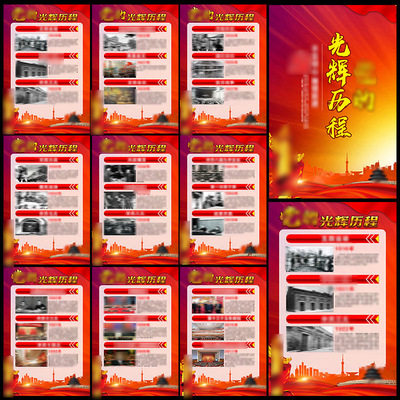 新款党的光辉历程党史展板挂图竖图海报建党文化大图