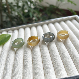 天然和田玉戒指素圈男女款晴水烟紫糖玉碧玉戒指细简约一物一图