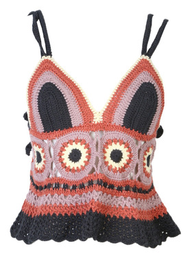 欧美度假风吊带背心手钩花朵复古民族风短款性感甜辣吊带针织衫女