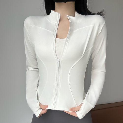 H668运动瑜伽外套女新款百搭长袖户外防晒紧身显瘦跑步健身服上衣