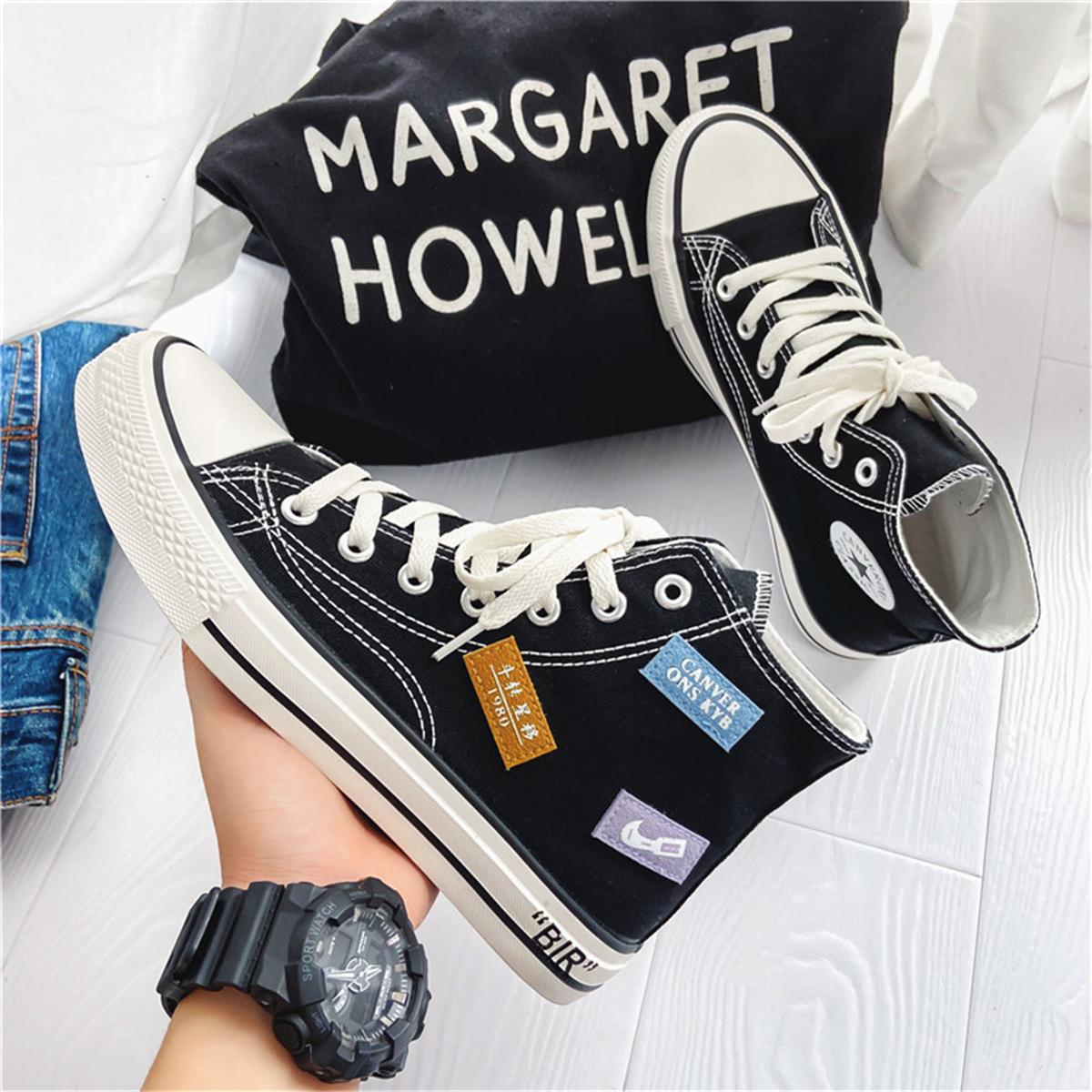 XZ1118-7818P42男士高帮系带帆布鞋板鞋，男鞋帆布鞋，星座1118