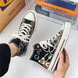 XZ1118-7823P45男士高帮涂鸦帆布鞋板鞋，男鞋帆布鞋，星座1118