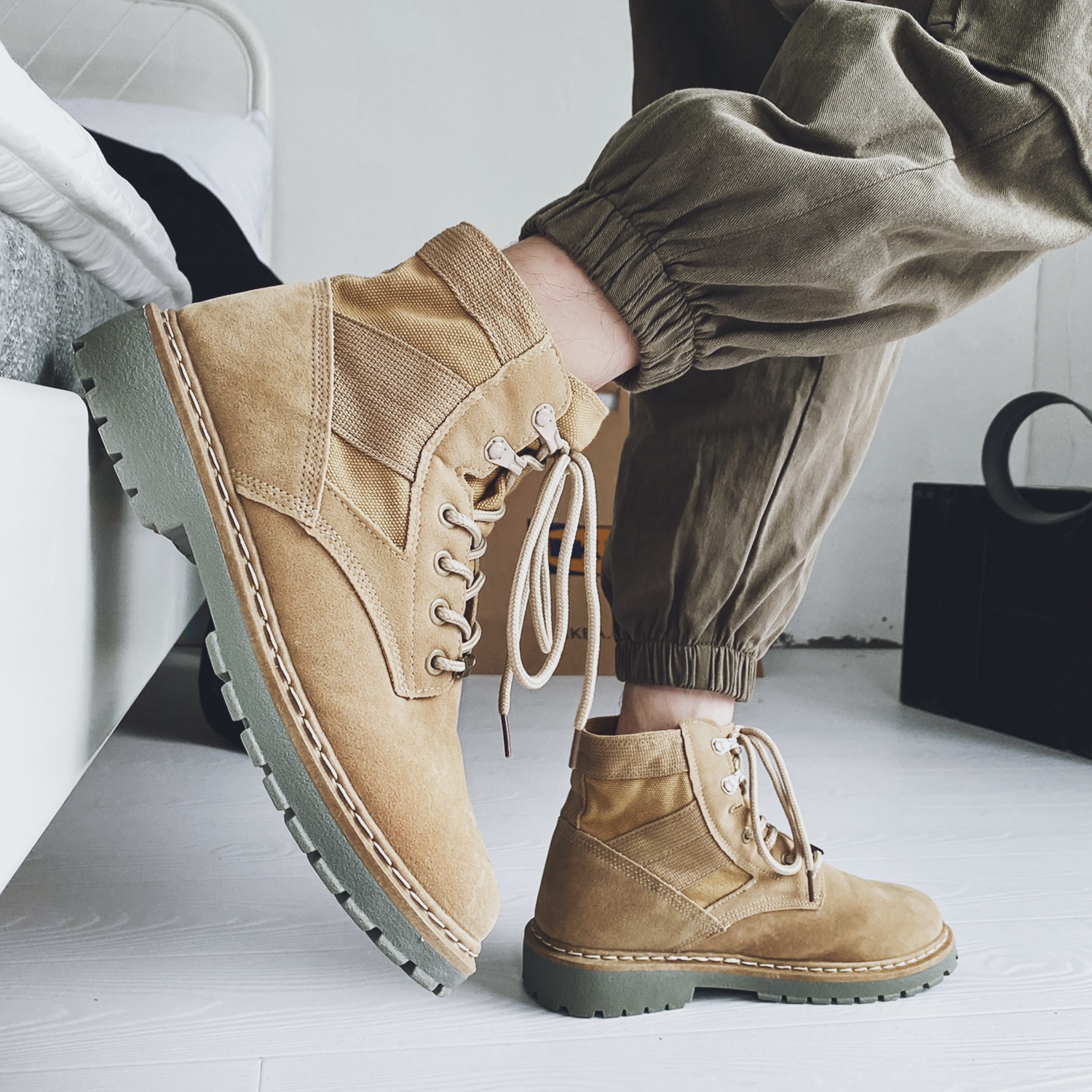 韩版潮流复古@战狼马丁靴男秋冬圆头休闲百搭XZ1118-ZL02，男鞋靴子，星座1118