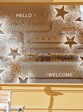 白色星星玻璃门贴纸公司商场店铺门贴氛围装扮布置橱窗玻璃静电贴