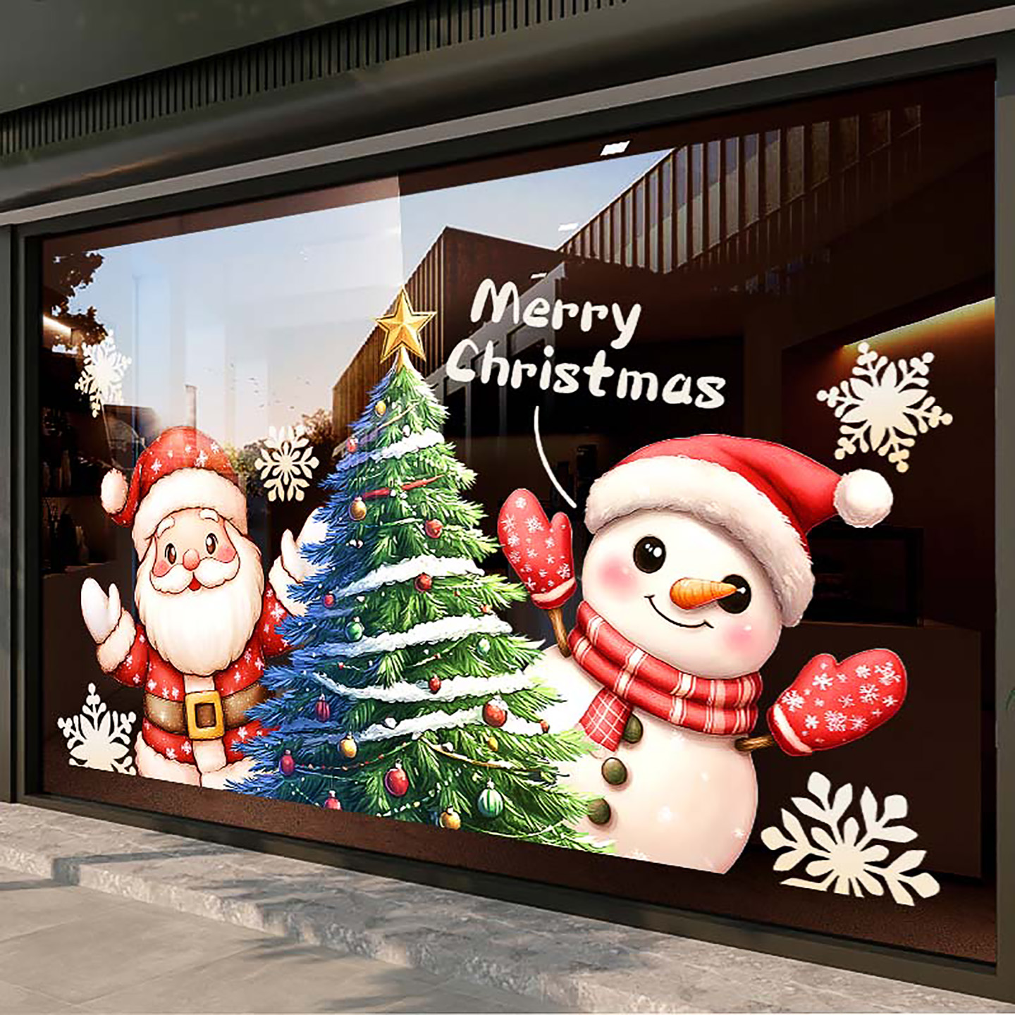 圣诞整张超透静电玻璃门贴纸装饰