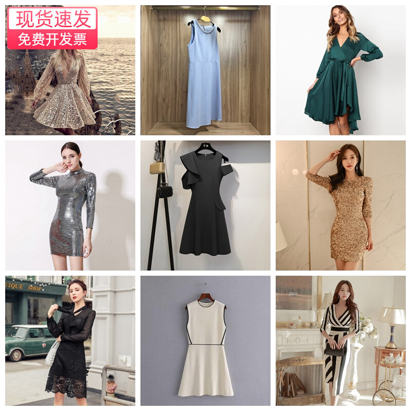 样板房女士衣帽间衣柜连衣裙黑白裙子展厅展柜陈列软装服饰摆件