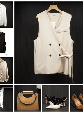 样板房间衣帽间装饰品摆件女士马甲衬衣包包围巾组合套装展厅软装