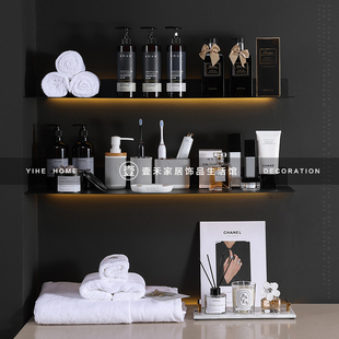 北欧卫生间装饰品小摆件洗手台面香薰毛巾样板间套装托盘香氛软装