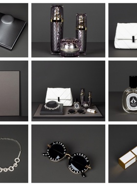 北欧轻奢样板房衣帽间卧室梳妆台搭配套装香水包包托盘装饰品摆件