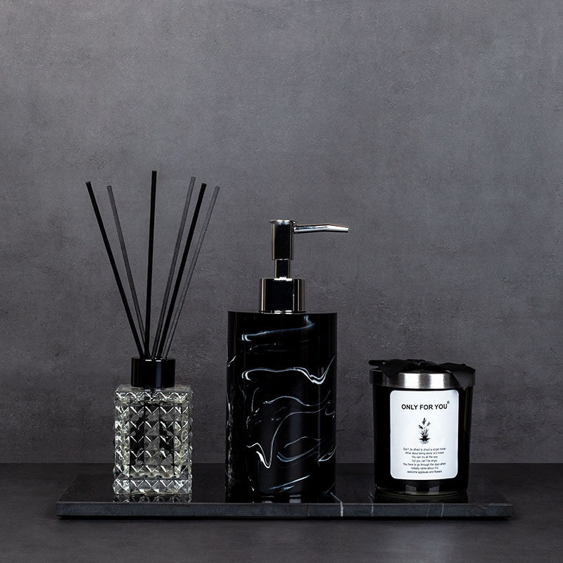 欧式样板房卫生间软装卫浴套装洗手台柜摆件香薰蜡烛托盘洗手液瓶