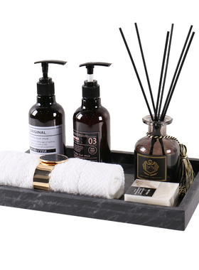 卫生间软装饰品摆件酒店样板间浴室大理石托盘收纳长方形轻奢摆设