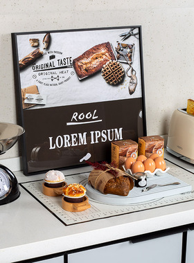 样板间厨房仿真假食物道具面包机台秤砧板装饰画烘焙主题装饰摆件