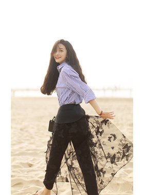 大象和长颈鹿 翩然起舞 立体蝴蝶黑色网纱可拆卸腰封半裙 205502