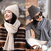 大象和长颈鹿 纹理手套围脖ACC419 经典 小香同款 好戴菠萝针羊绒帽