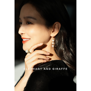 耳饰 大象和长颈鹿 三层淡水珍珠串式 三点星光 ACC435 星轨