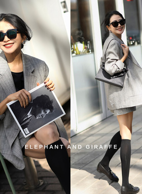 大象和长颈鹿 会呼吸的西服套装 金银丝亚麻灰色条纹高级感603313