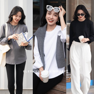 T恤 零压长绒棉基础长袖 510118 为简约T恤注入灵魂 大象和长颈鹿