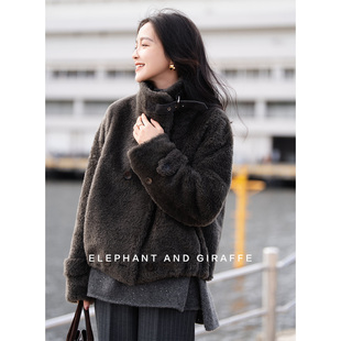 511311 南非进口小卷毛皮毛一体外套贵气时髦 大象和长颈鹿 暖冬