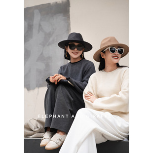 大象和长颈鹿 高阶极简 立体织就羊毛混纺浮雕肌理感上衣 510105