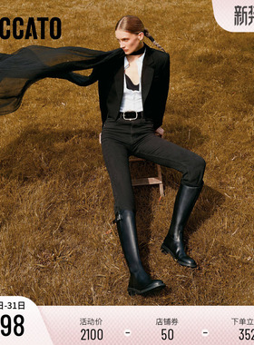 思加图新款温莎骑士靴长靴高筒靴粗跟时装靴女靴EC335DG4