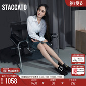 思加图2026新款 方糖爵士英伦风乐福鞋 厚底黑色小皮鞋 杨幂同款 女鞋