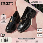 一脚蹬女鞋 英伦风小皮鞋 EEZ05AA6 许愿币爵士乐福鞋 思加图2026新款