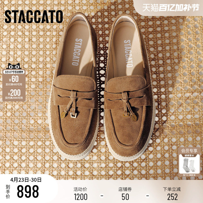 思加图2026新款马赛夏天复古乐福鞋一脚蹬平底鞋单鞋女鞋EFR04AA6