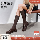 单鞋 黑色小皮鞋 B8212AM5 约克画报英伦风乐福鞋 思加图2025新款